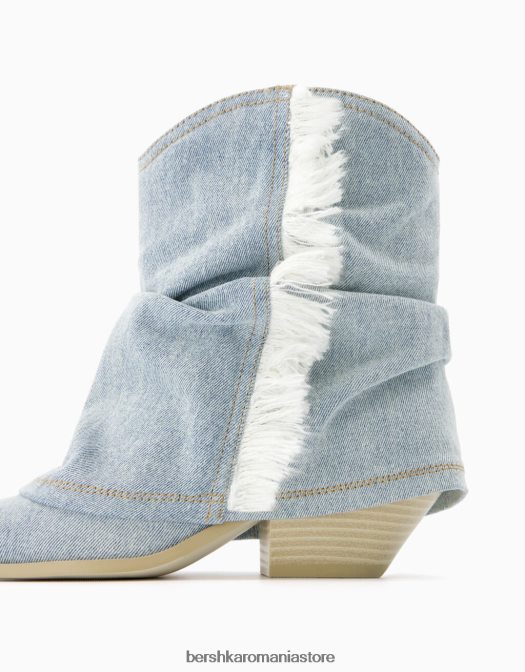 Bershka femei botine de cowboy din denim cu franjuri spălat albastru Z86D1833 încălţăminte