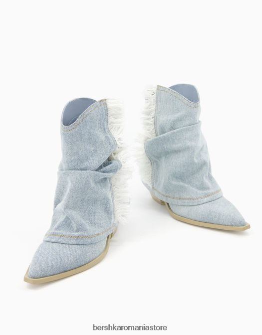Bershka femei botine de cowboy din denim cu franjuri spălat albastru Z86D1833 încălţăminte