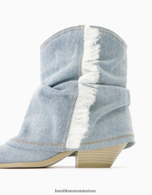 Bershka femei botine de cowboy din denim cu franjuri spălat albastru Z86D1943 încălţăminte