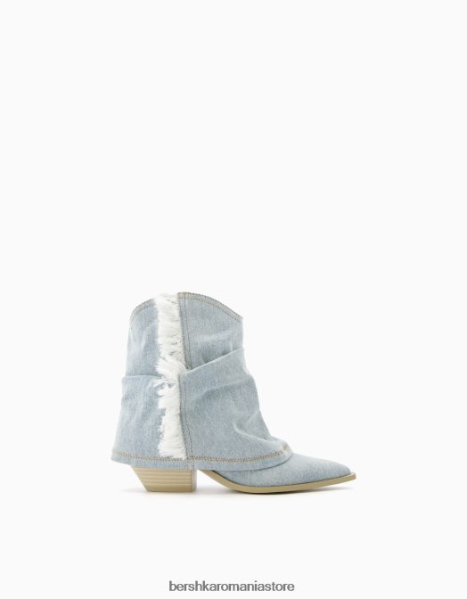Bershka femei botine de cowboy din denim cu franjuri spălat albastru Z86D1943 încălţăminte