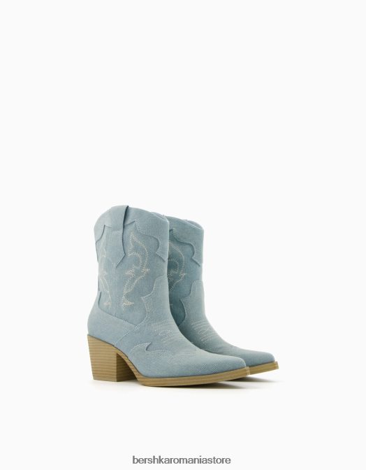 Bershka femei botine din denim cu toc de cowboy exclusiv Z86D1825 încălţăminte