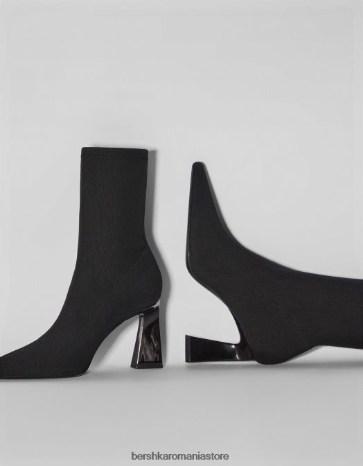 Bershka femei botine montate cu toc metalic negru Z86D2325 încălţăminte