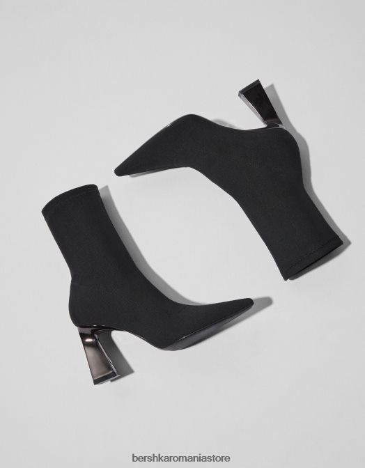 Bershka femei botine montate cu toc metalic negru Z86D2325 încălţăminte