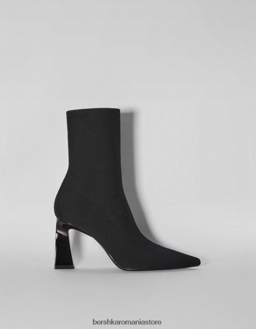 Bershka femei botine montate cu toc metalic negru Z86D2325 încălţăminte