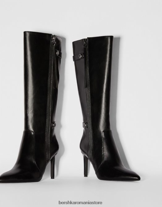 Bershka femei cizme cu toc stiletto cu detalii metalice negru Z86D2324 încălţăminte