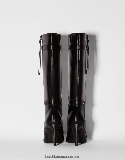 Bershka femei cizme cu toc stiletto cu detalii metalice negru Z86D2324 încălţăminte