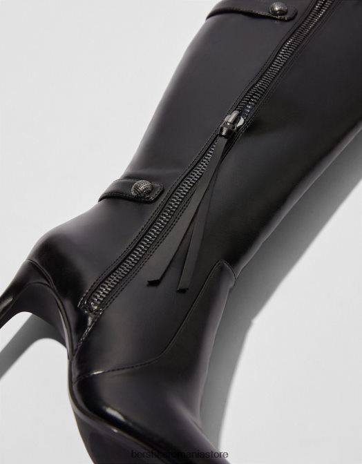 Bershka femei cizme cu toc stiletto cu detalii metalice negru Z86D2324 încălţăminte