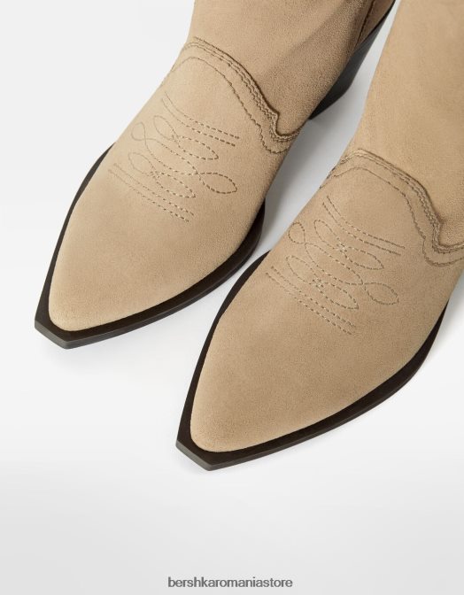 Bershka femei cizme de cowboy cu toc din piele nisip Z86D2331 încălţăminte