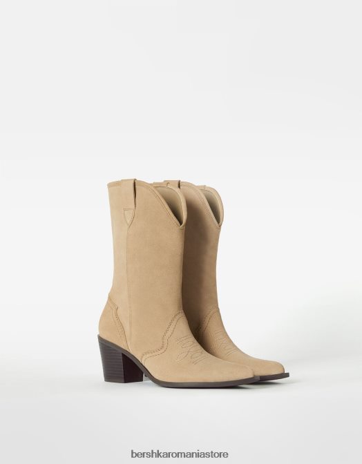 Bershka femei cizme de cowboy cu toc din piele nisip Z86D2332 încălţăminte