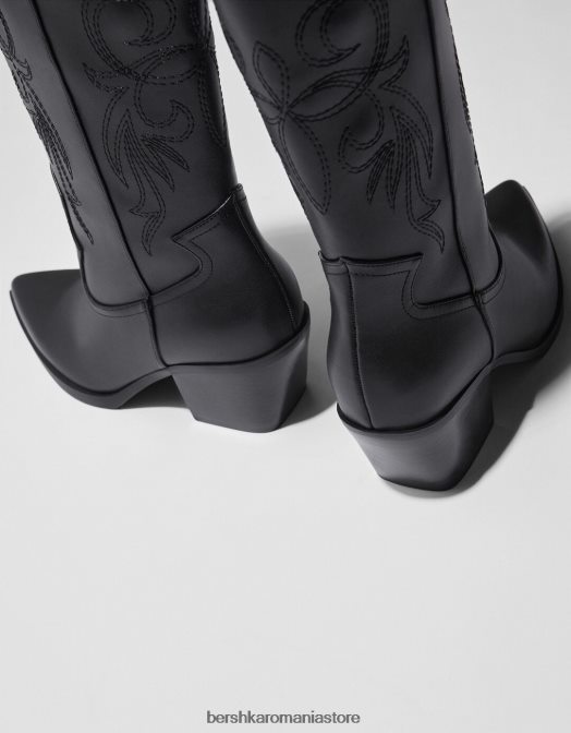 Bershka femei cizme de cowboy cu toc negru Z86D2328 încălţăminte