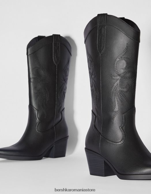Bershka femei cizme de cowboy cu toc negru Z86D2334 încălţăminte