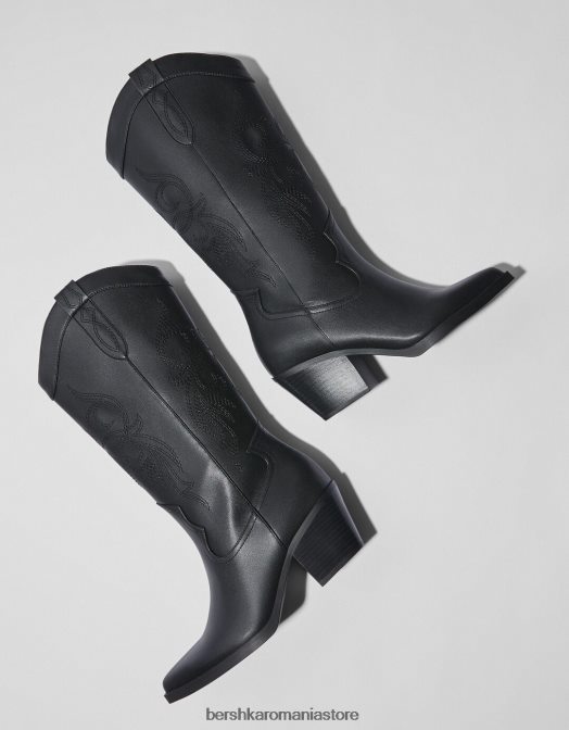 Bershka femei cizme de cowboy cu toc negru Z86D2334 încălţăminte
