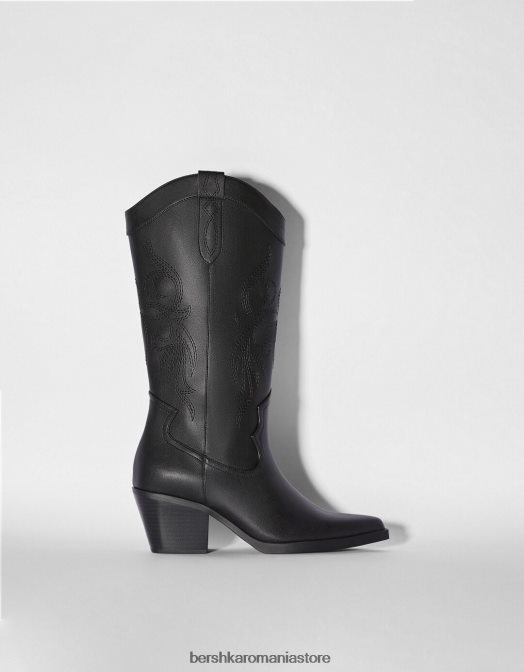 Bershka femei cizme de cowboy cu toc negru Z86D2334 încălţăminte