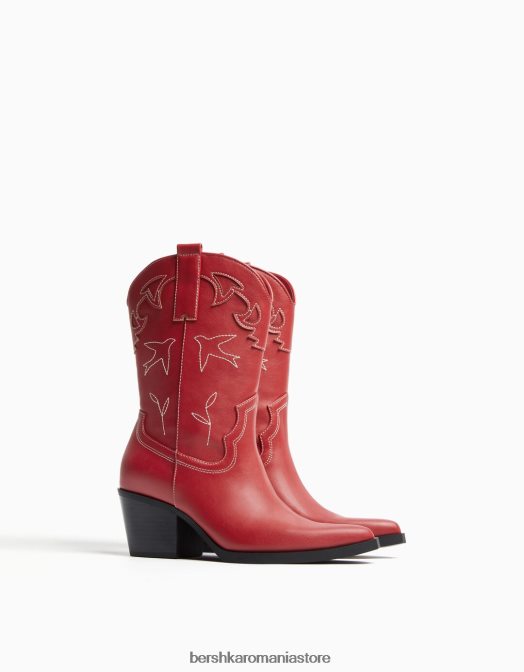 Bershka femei cizme de cowboy cu toc roșu Z86D1915 încălţăminte