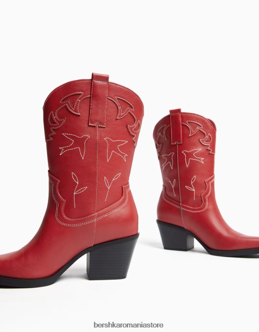 Bershka femei cizme de cowboy cu toc roșu Z86D1915 încălţăminte