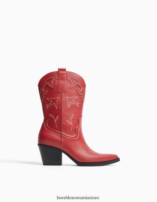 Bershka femei cizme de cowboy cu toc roșu Z86D1915 încălţăminte