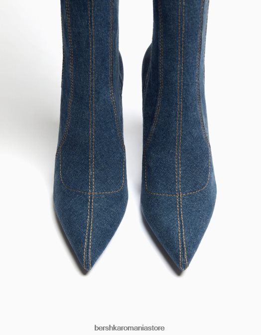 Bershka femei cizme din denim cu toc înalt peste genunchi spălat albastru Z86D2335 încălţăminte