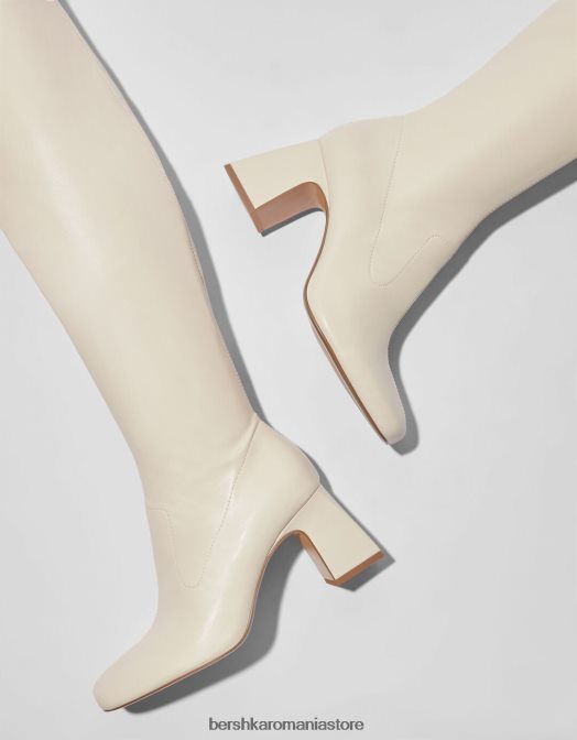 Bershka femei cizme peste genunchi cu toc mijlociu ecru Z86D2300 încălţăminte