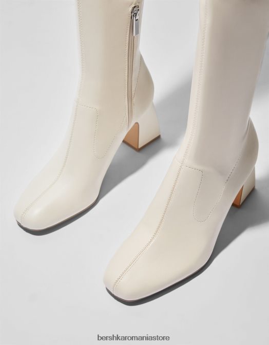 Bershka femei cizme peste genunchi cu toc mijlociu ecru Z86D2300 încălţăminte