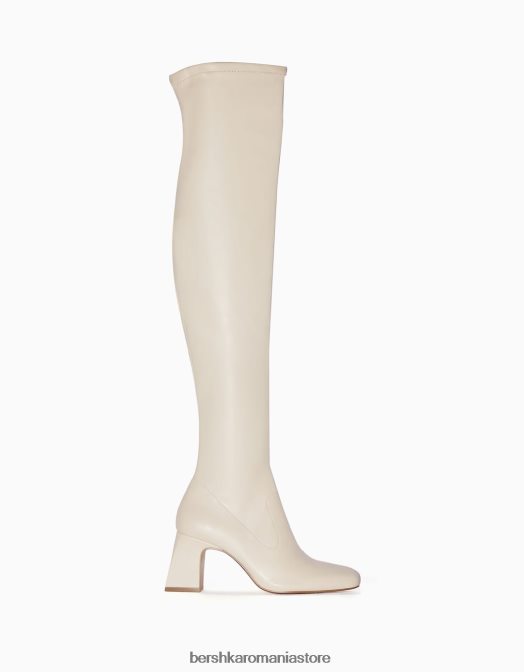 Bershka femei cizme peste genunchi cu toc mijlociu ecru Z86D2300 încălţăminte