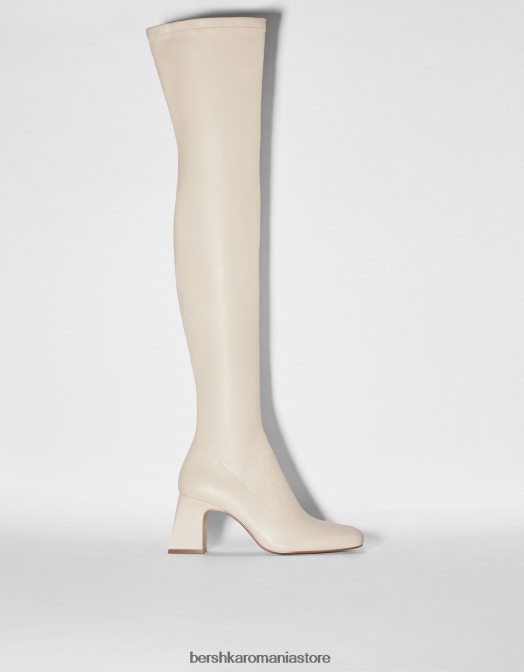 Bershka femei cizme peste genunchi cu toc mijlociu ecru Z86D2300 încălţăminte