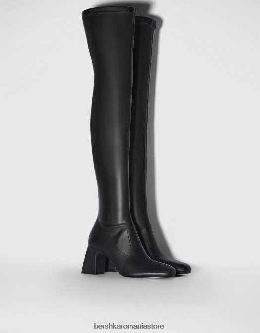 Bershka femei cizme peste genunchi cu toc mijlociu negru Z86D2299 încălţăminte