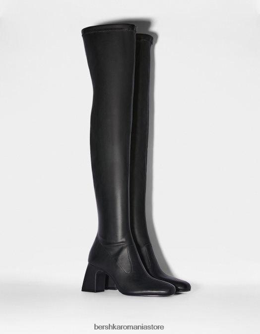 Bershka femei cizme peste genunchi cu toc mijlociu negru Z86D2301 încălţăminte