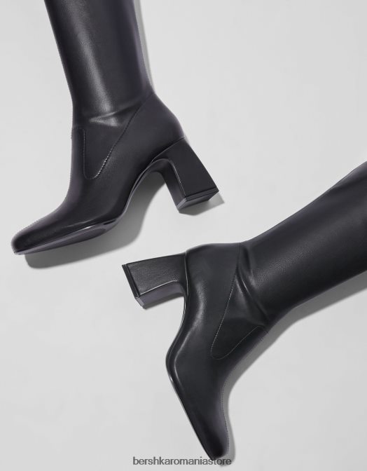 Bershka femei cizme peste genunchi cu toc mijlociu negru Z86D2301 încălţăminte
