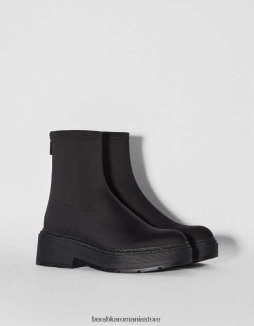 Bershka femei botine plate montate negru Z86D2305 încălţăminte