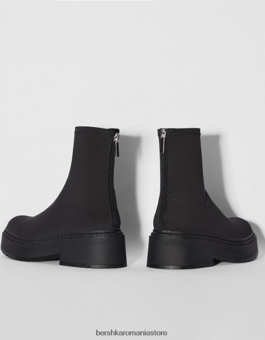 Bershka femei botine plate montate negru Z86D2305 încălţăminte