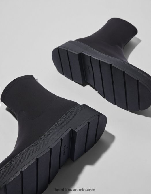 Bershka femei botine plate montate negru Z86D2305 încălţăminte
