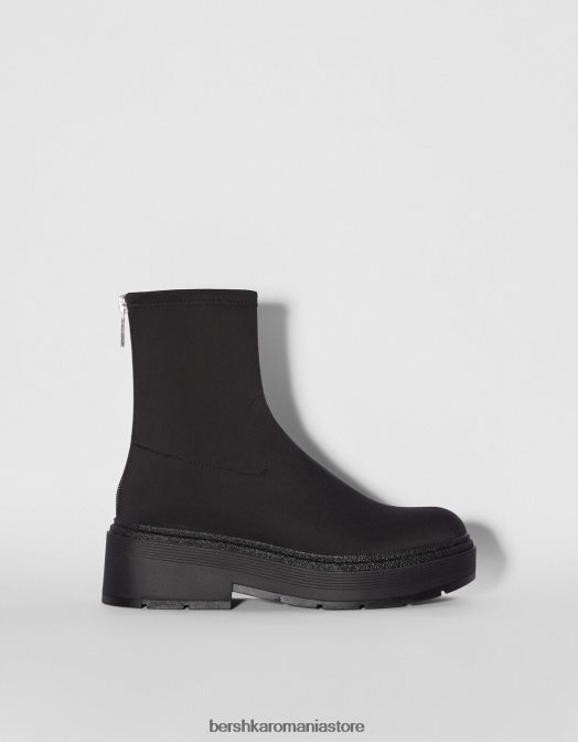 Bershka femei botine plate montate negru Z86D2305 încălţăminte