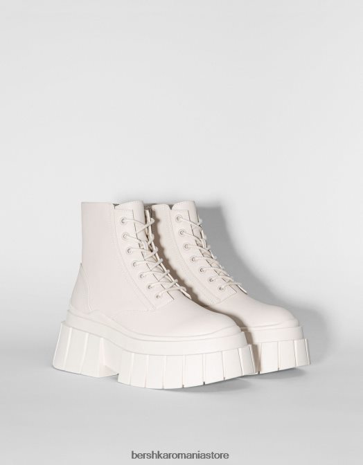 Bershka femei cizme cu platformă cu șireturi și talpă texturată ecru Z86D2315 încălţăminte
