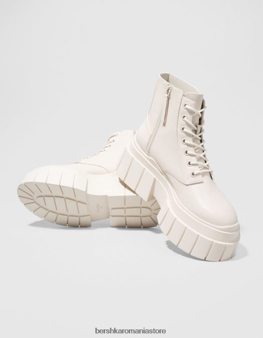 Bershka femei cizme cu platformă cu șireturi și talpă texturată ecru Z86D2315 încălţăminte