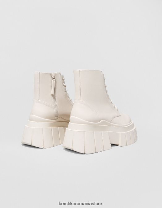 Bershka femei cizme cu platformă cu șireturi și talpă texturată ecru Z86D2315 încălţăminte