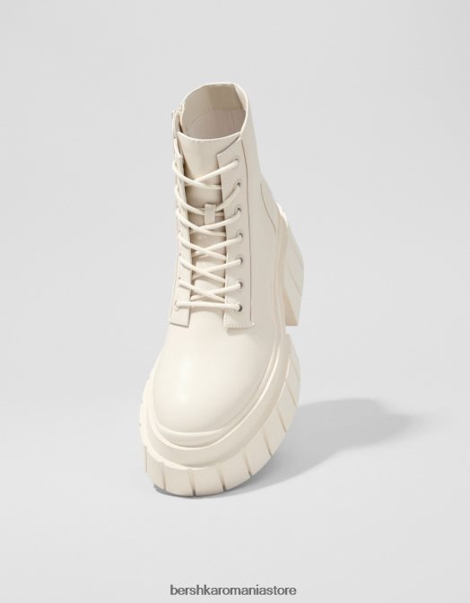 Bershka femei cizme cu platformă cu șireturi și talpă texturată ecru Z86D2315 încălţăminte