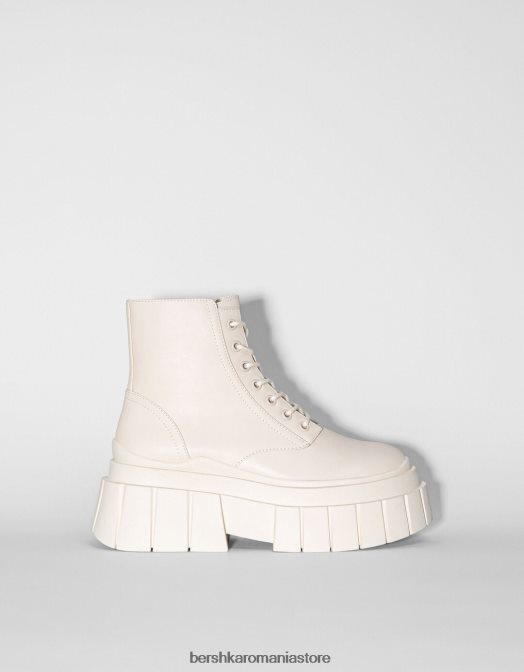 Bershka femei cizme cu platformă cu șireturi și talpă texturată ecru Z86D2315 încălţăminte