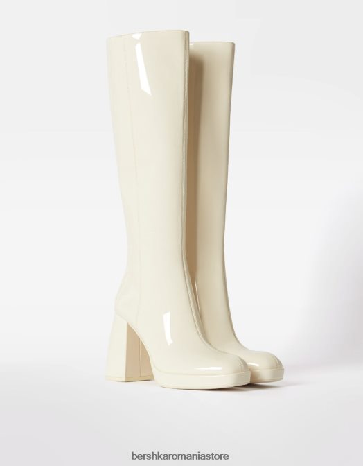 Bershka femei cizme mini cu platformă cu toc înalt ecru Z86D2309 încălţăminte