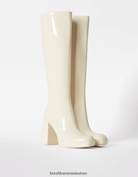 Bershka femei cizme mini cu platformă cu toc înalt ecru Z86D2311 încălţăminte