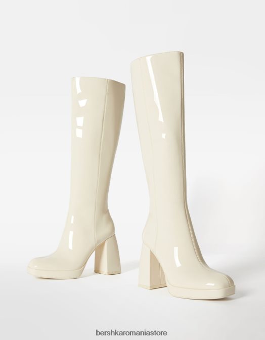 Bershka femei cizme mini cu platformă cu toc înalt ecru Z86D2311 încălţăminte