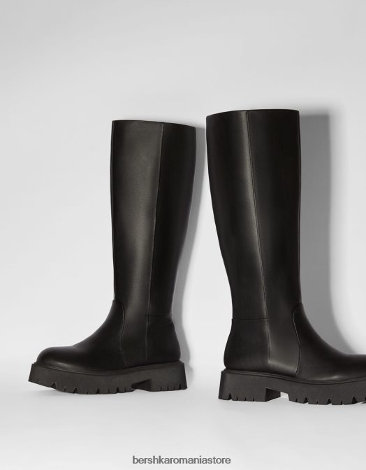 Bershka femei cizme plate de bază negru Z86D2283 încălţăminte