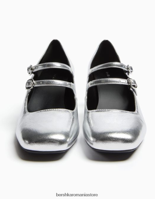 Bershka femei pantofi cu toc bloc mary jane argint Z86D2271 încălţăminte