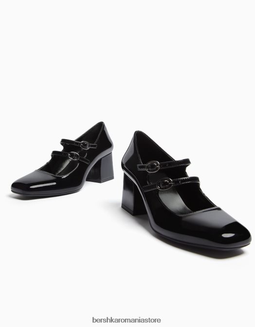 Bershka femei pantofi cu toc bloc mary jane negru Z86D2268 încălţăminte