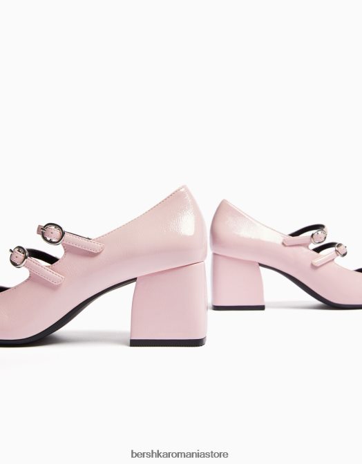 Bershka femei pantofi cu toc bloc mary jane roz Z86D2270 încălţăminte