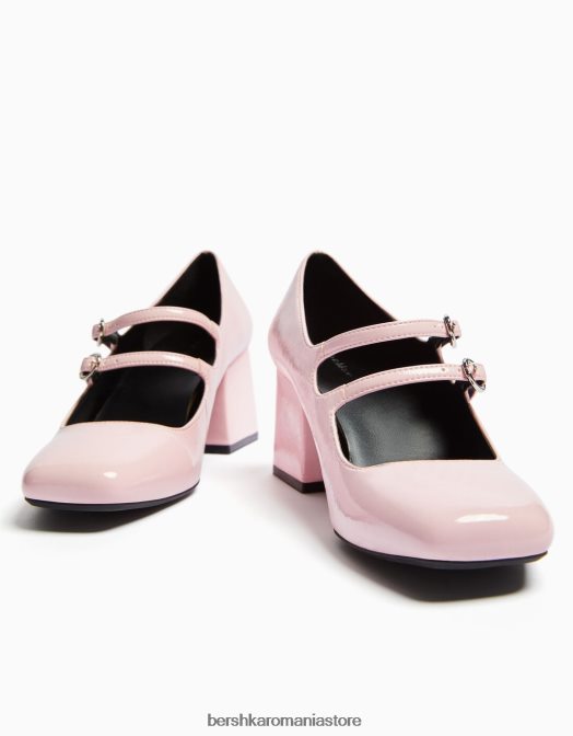 Bershka femei pantofi cu toc bloc mary jane roz Z86D2270 încălţăminte