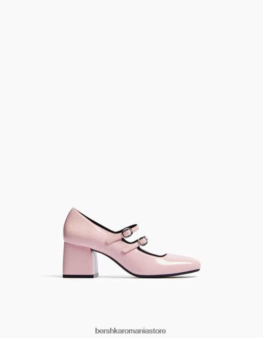 Bershka femei pantofi cu toc bloc mary jane roz Z86D2270 încălţăminte