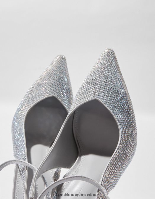 Bershka femei pantofi cu toc înalt cu bijuterie argint Z86D2265 încălţăminte