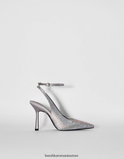 Bershka femei pantofi cu toc înalt cu bijuterie argint Z86D2265 încălţăminte