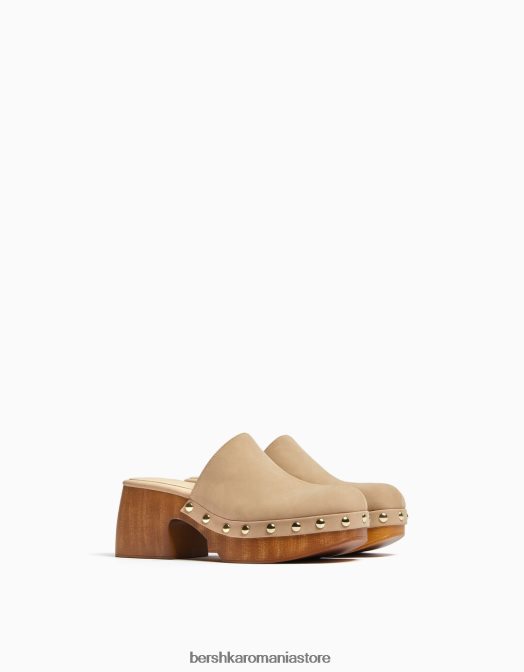 Bershka femei saboți cu toc cu platformă împânziți nisip Z86D2249 încălţăminte