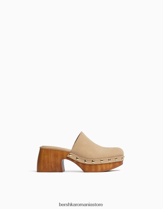 Bershka femei saboți cu toc cu platformă împânziți nisip Z86D2250 încălţăminte